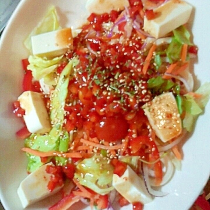 うどんでピリ辛！かんたん冷製パスタ風♪